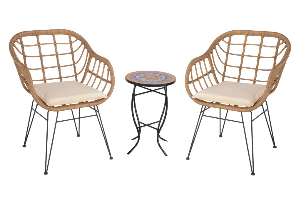 3 Piece Outdoor Conversation Set 2 Wicker Patio Bistro Chairs tradeber