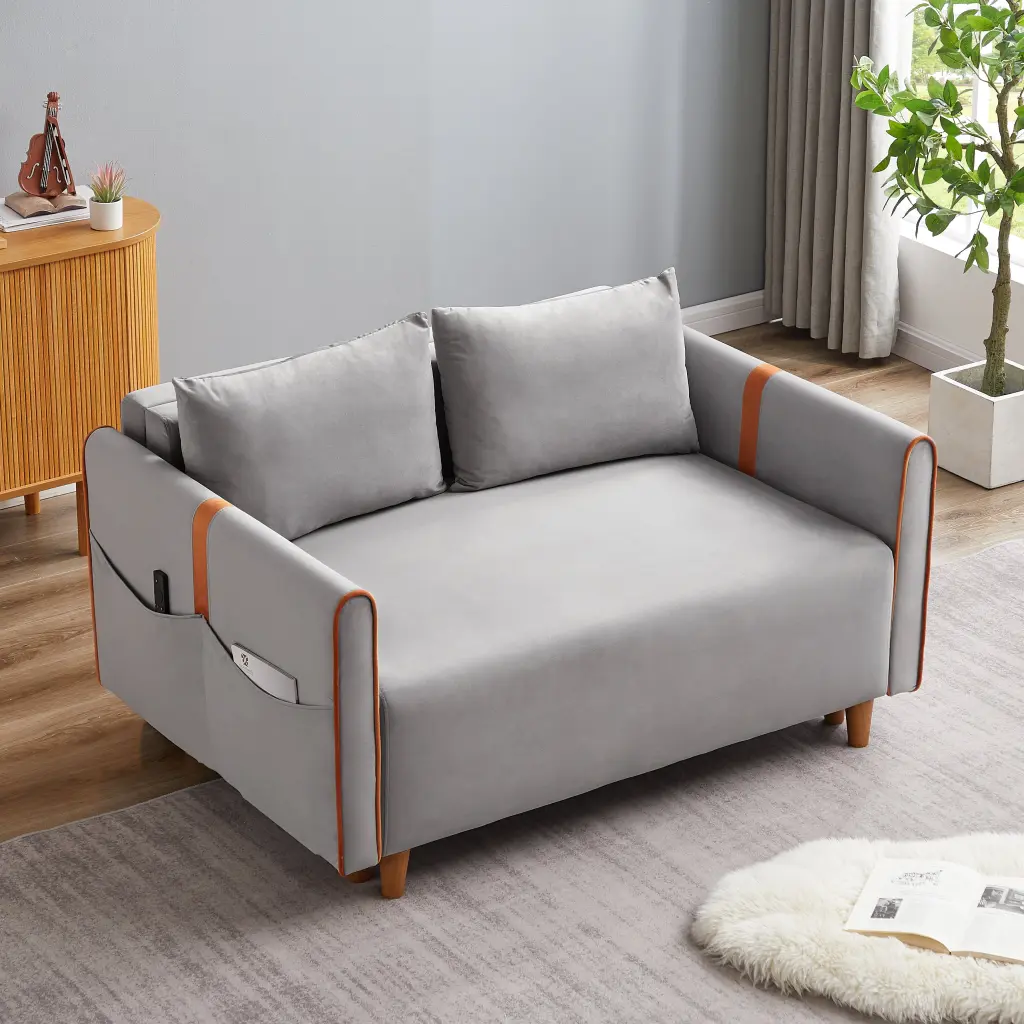 Convertible Cozy Sleeper Velvet Sofa Couch Storage Living Room fj furniture