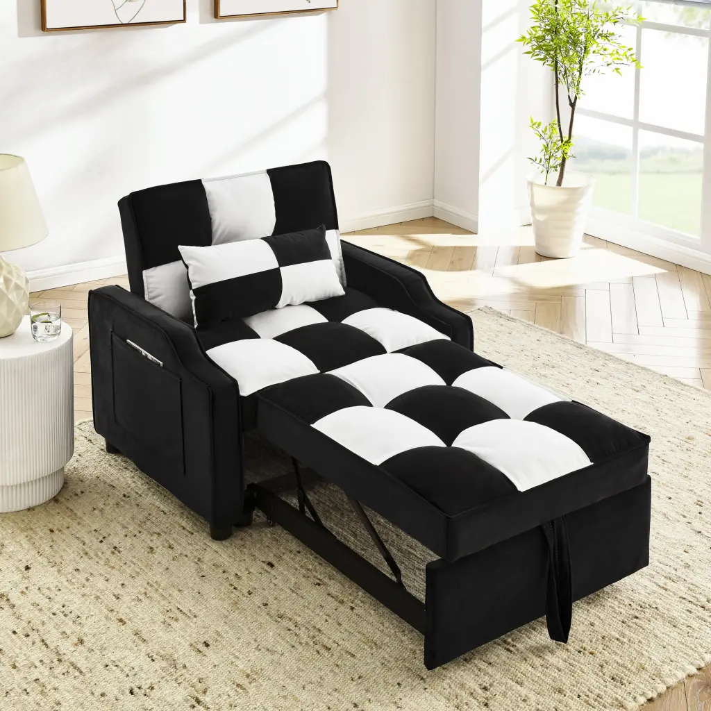 Modern Velvet Armchair Sofa Couch Pull Out Bed 3 1 Convertible Furniture sunrise furniture store