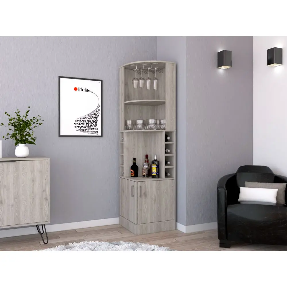 Corner Bar Cabinet 71 Inch H Two Shelves At Top 1 Glass Holder depot e-shop