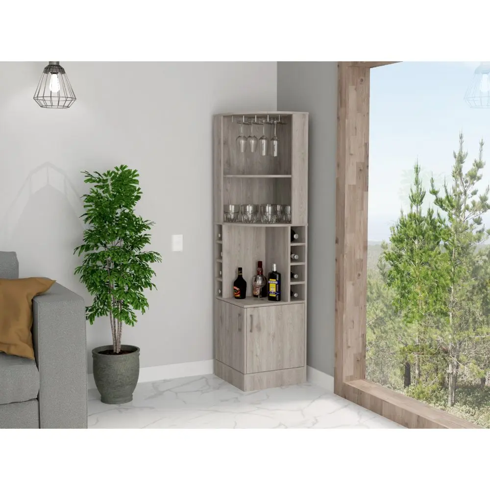 Syrah Corner Bar Cabinet Eight Bottle Cubbies Double Door Two Open rta mubles colombia