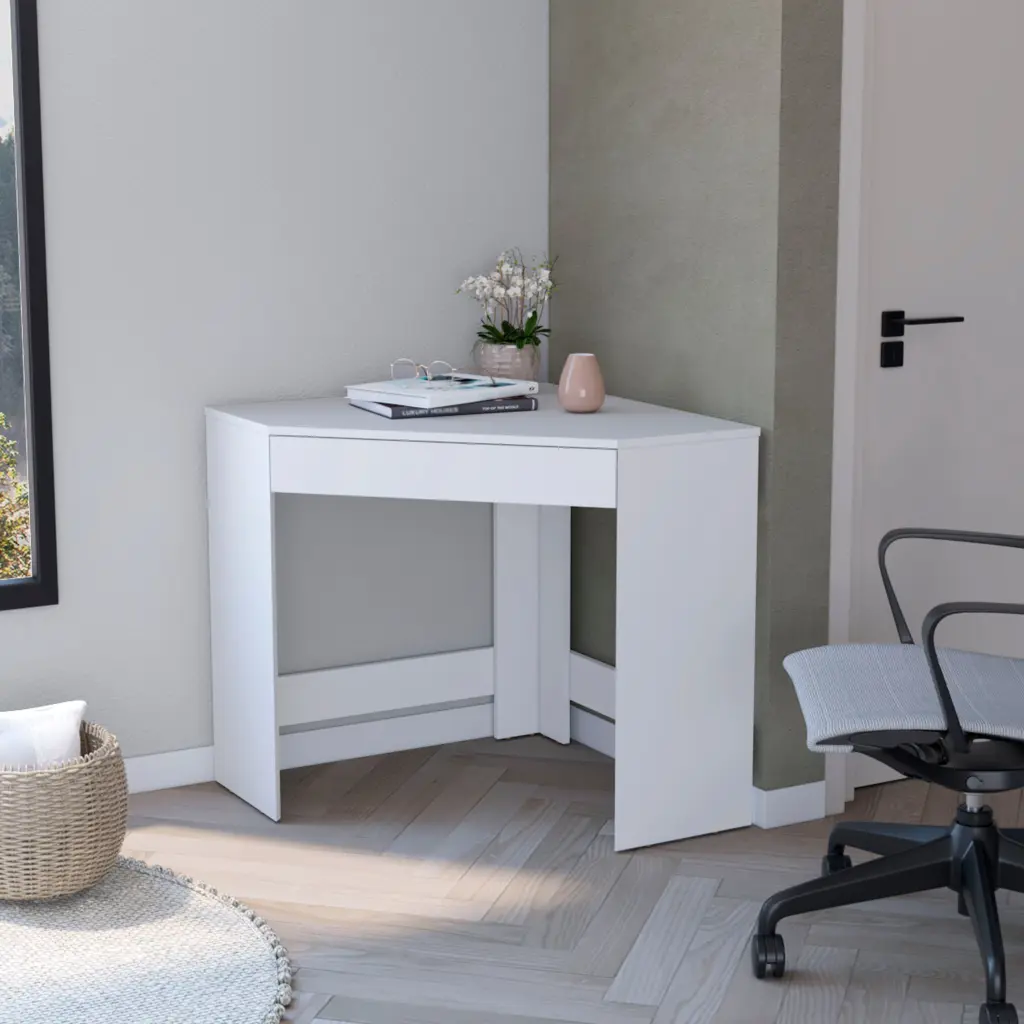 White Spacious Drawer Corner Desk Computer Desk Office Freestanding furniture max