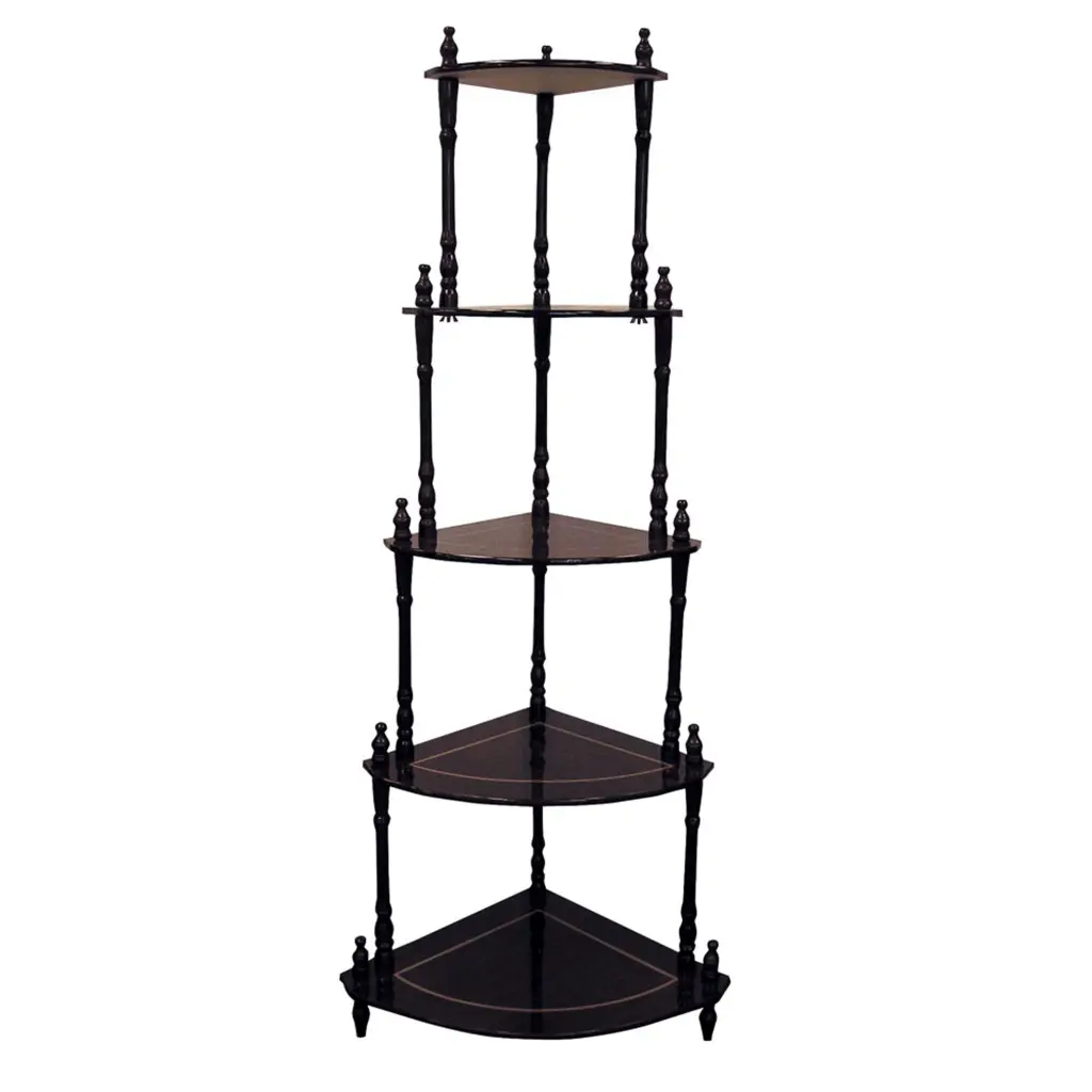 47.5 Inch Tall 5 Tier Wooden Standing Corner Shelf Cherry Finish california home