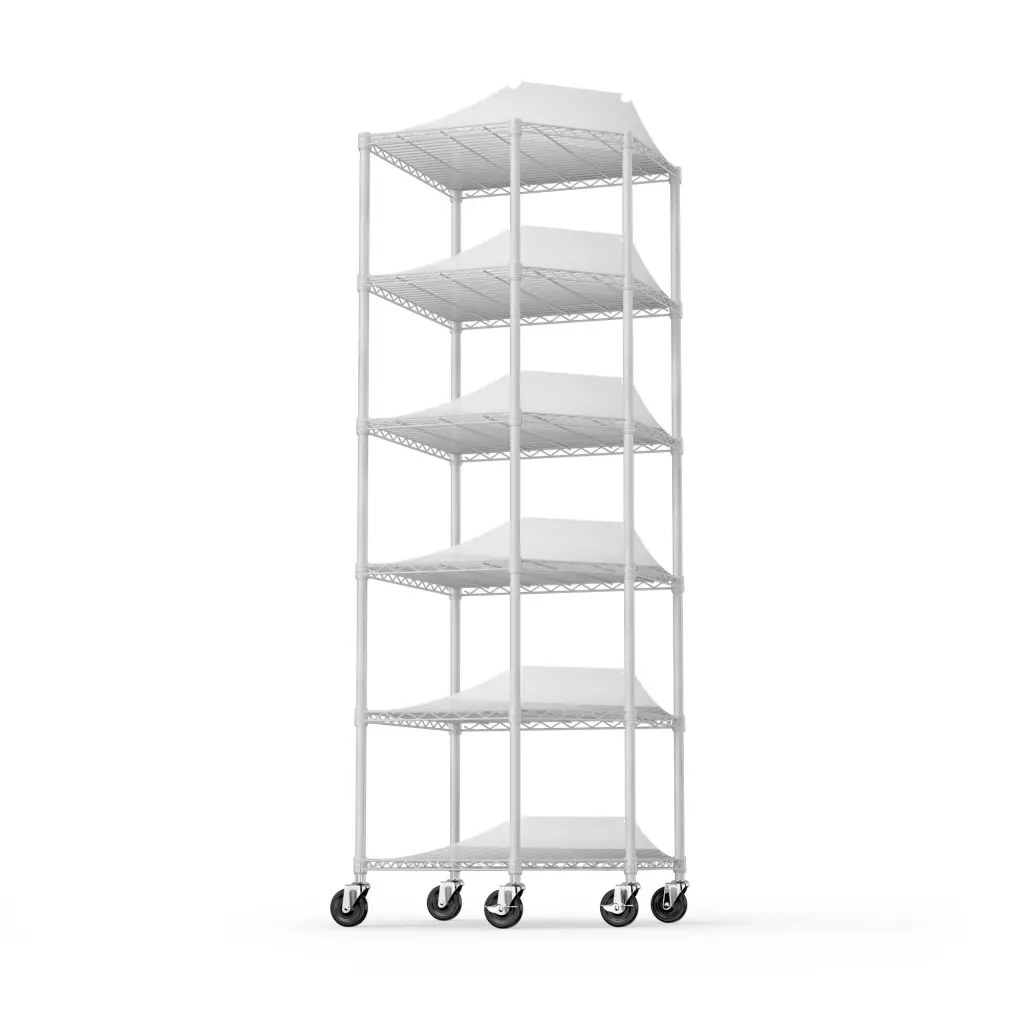 6 Tier Shelf Corner Wire Shelf Rack Pentagonal Shelves Wheels Adjustable like it