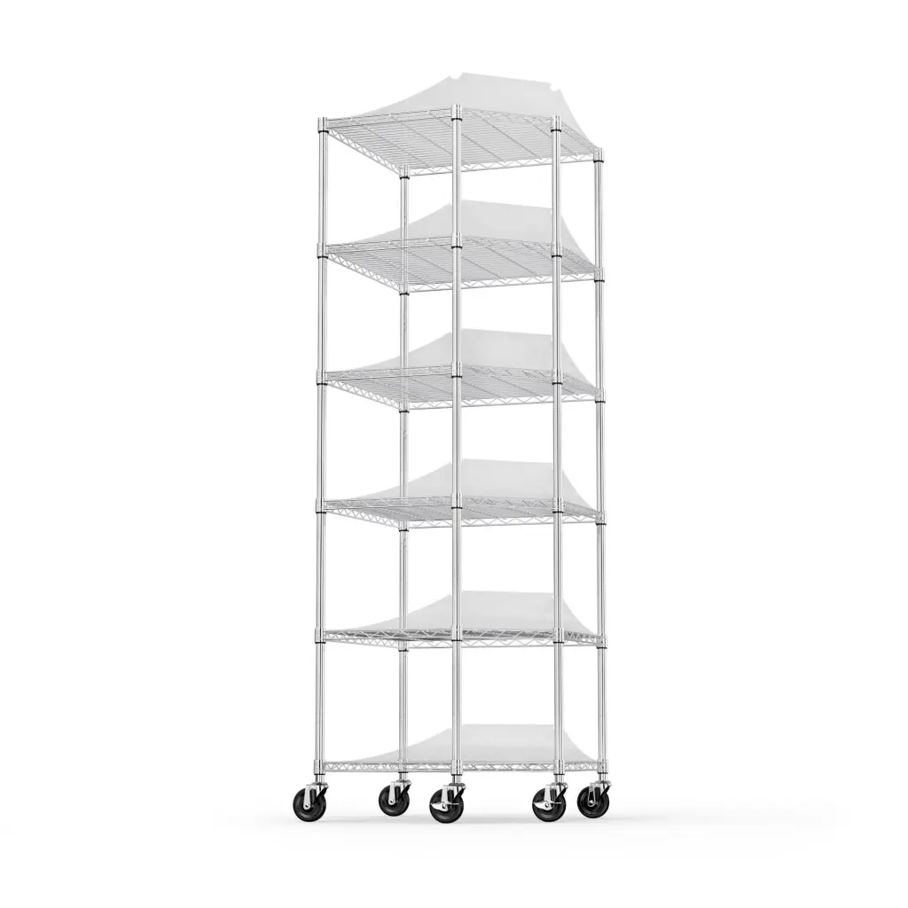 6 Tier Shelf Corner Wire Shelf Rack Pentagonal Shelves Wheels Adjustable like it