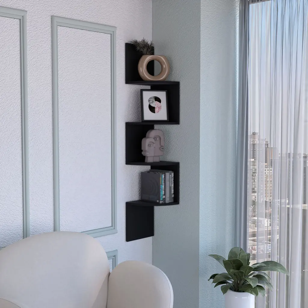 Rosset Corner Shelf - Modern Full Wall Design Multiple Shelving Units tuhome