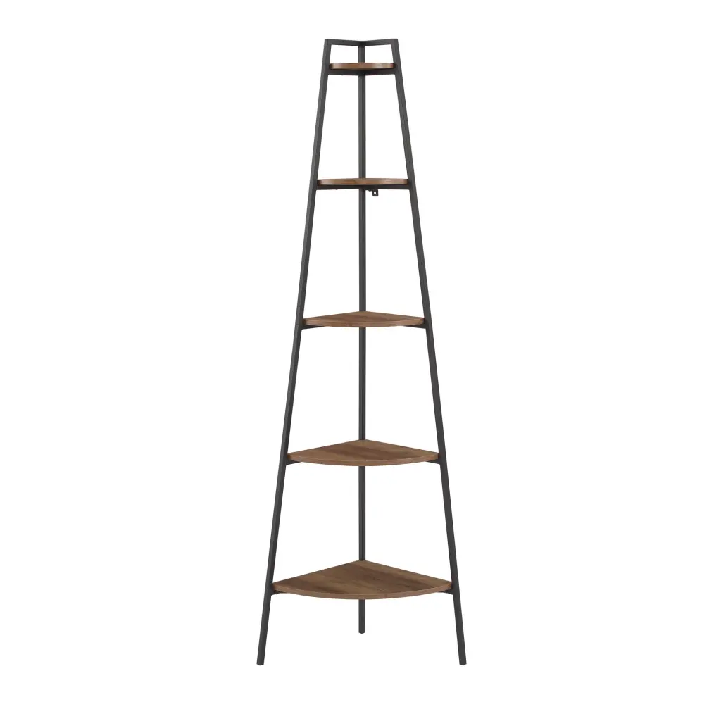 Modern Industrial Metal And Wood Corner Bookshelf Rustic Oak Mdf Storage walker edison