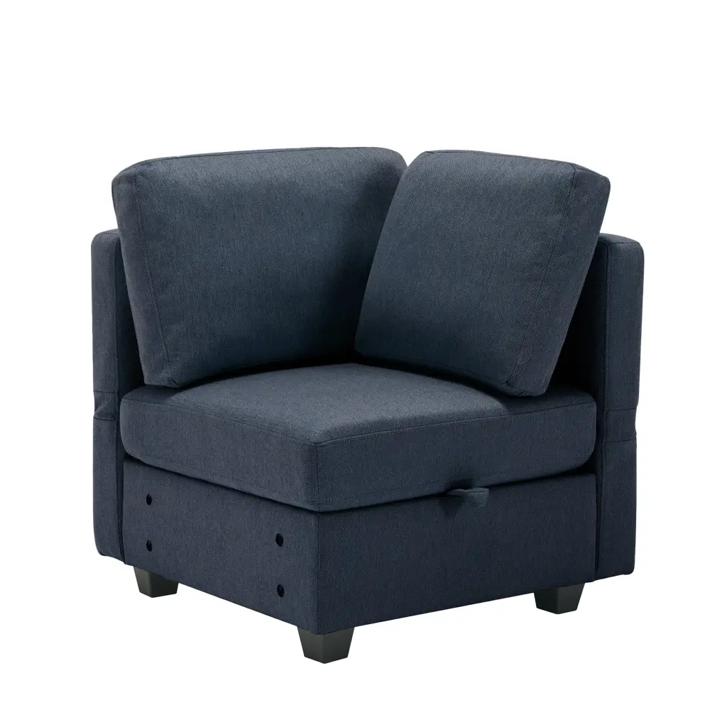 Palmilla Corner Sofa Blue Polyester 1 Seat Compact Living Room Furniture ui furniture