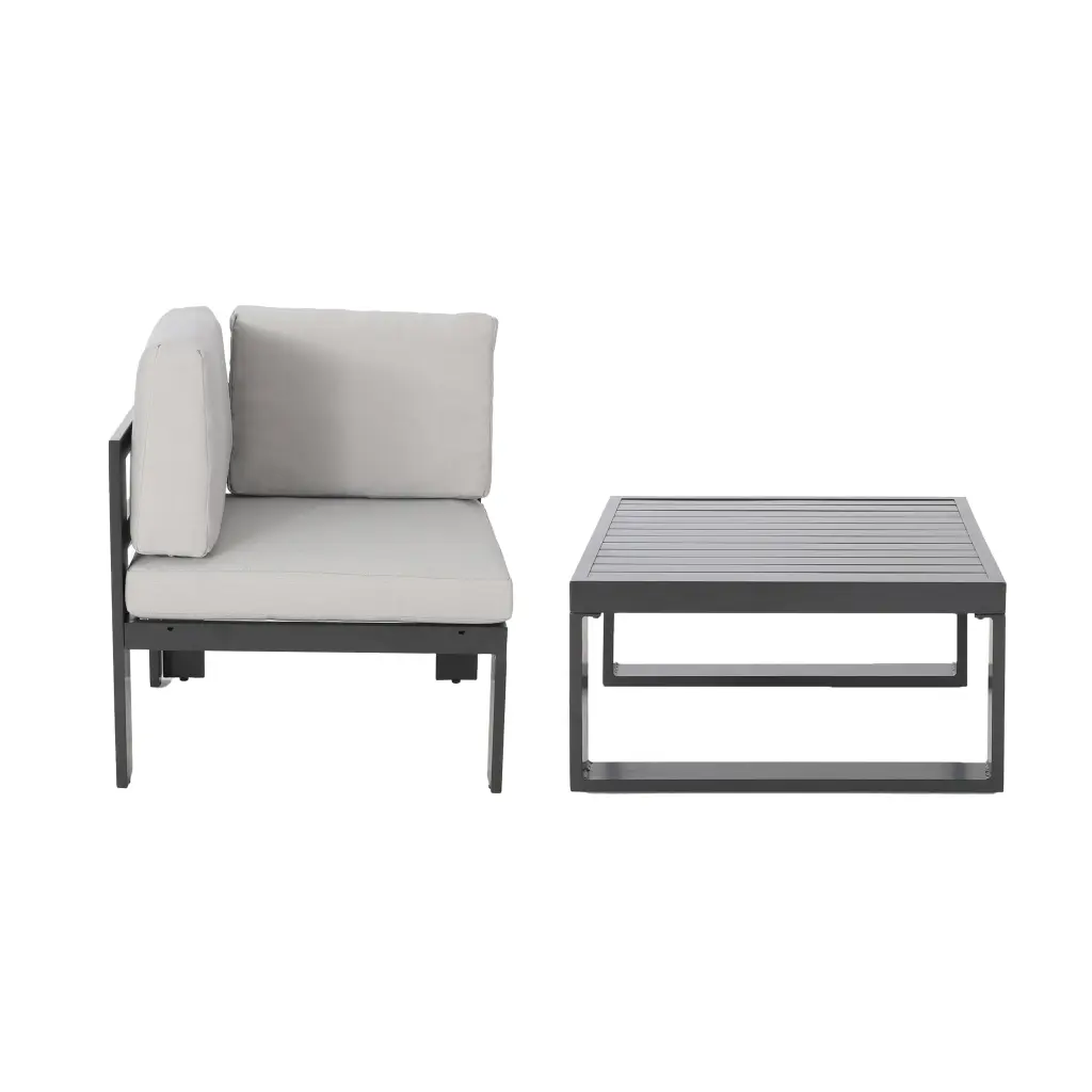 Dursley Corner Coffee Table Grey Aluminium Modern Living Room Furniture nh-kisa
