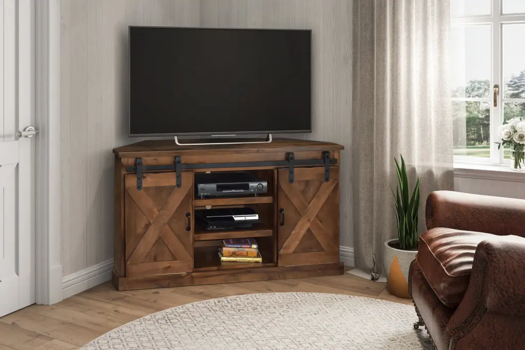 Farmhoutilize 56 Inch Corner TV Stand TVs Up To 60 Inches No Assembly bridgevine home
