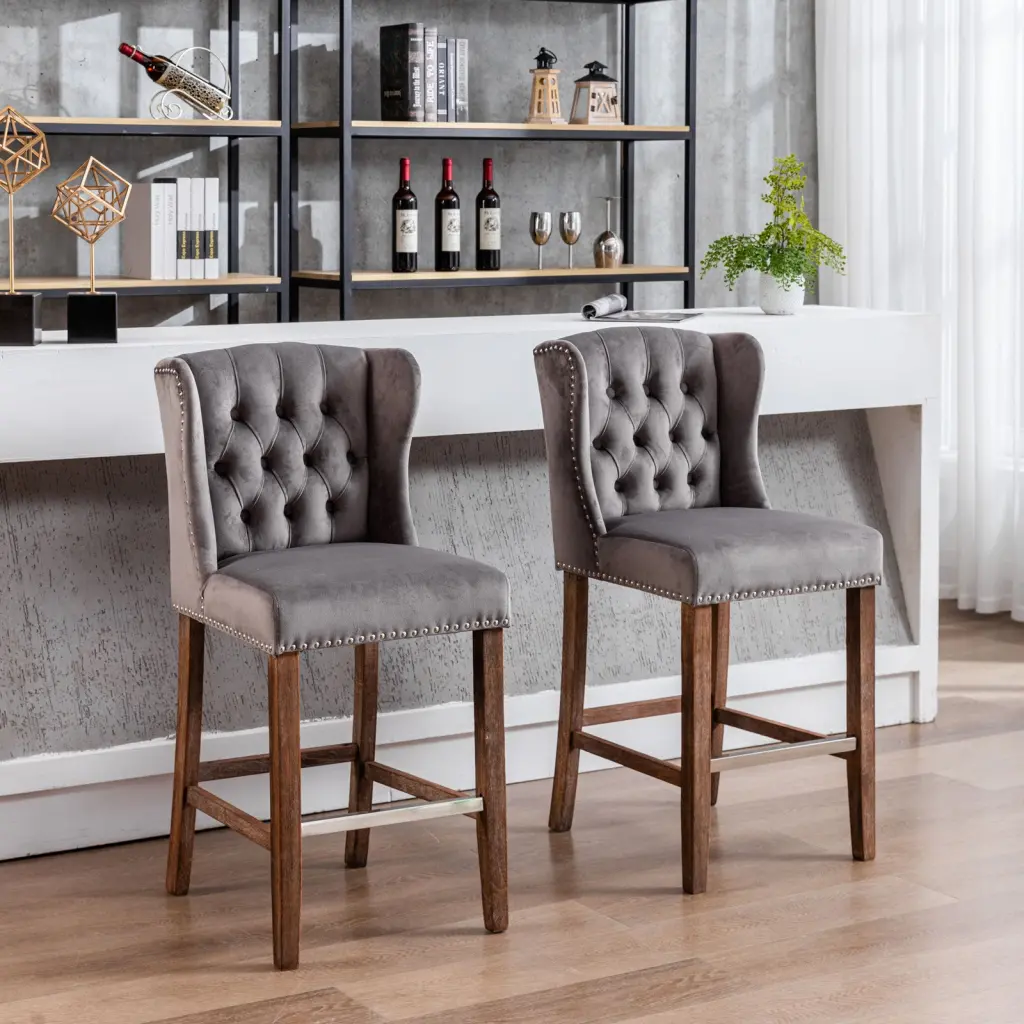 Counter Height Bar Stools Upholstered 27 Inch Seat Height Wing Back Design a-a furniture