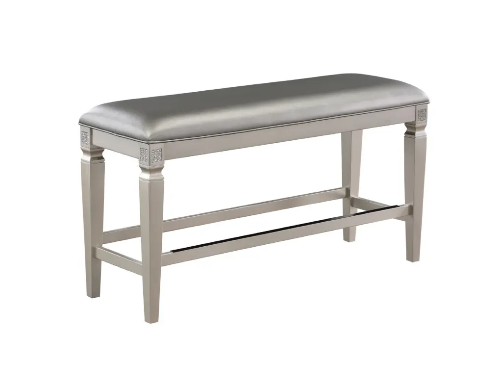 Modern Glam Counter Height Bench Upholstered Seat Sparkling Embellishments Dining Room kanepe