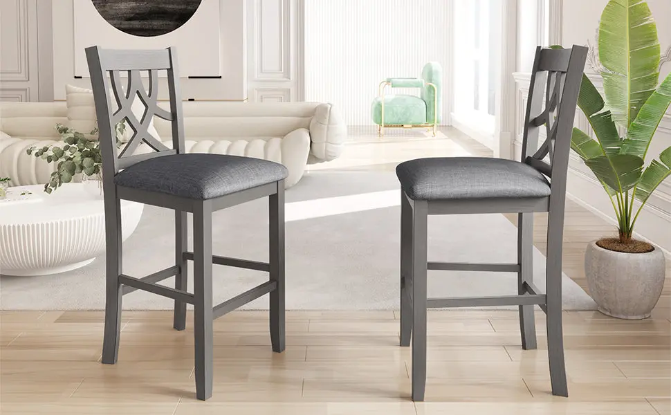 Farmhoutilize 2 Piece Padded Round Counter Height Kitchen Dining Chairs Comfortable Seat topmax