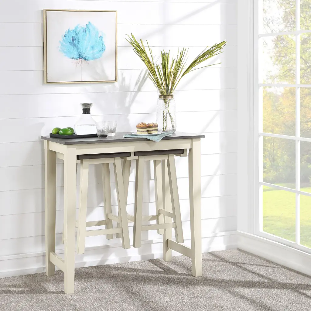 Grey Oak And Antique White 3 Piece Counter Height Set - Kitchen Dining furniture max
