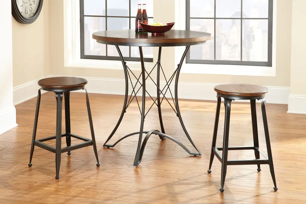 Adele 3 Piece Dining Set Round Counter Table Dark Brown steve silver furniture