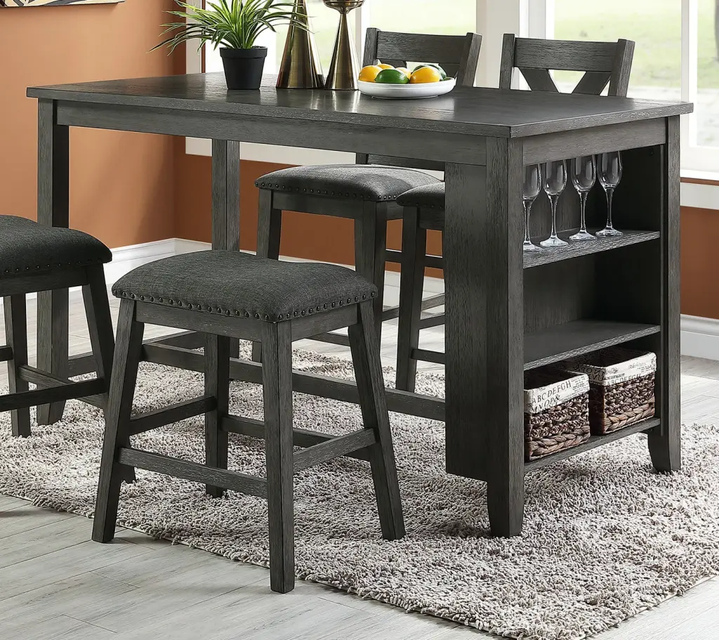 Modern Casual Counter Height Dining Table Storage Shelves Kitchen Furniture kanepe