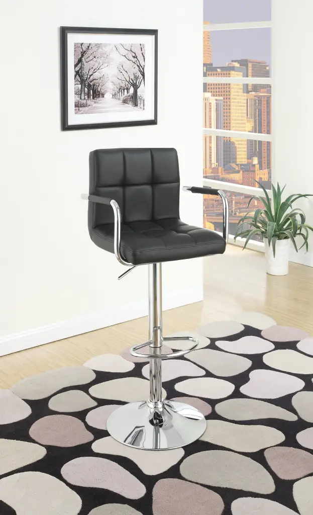 Black Faux Leather Bar Stool Counter Height Chairs Set 2 Adjustable Kitchen kanepe