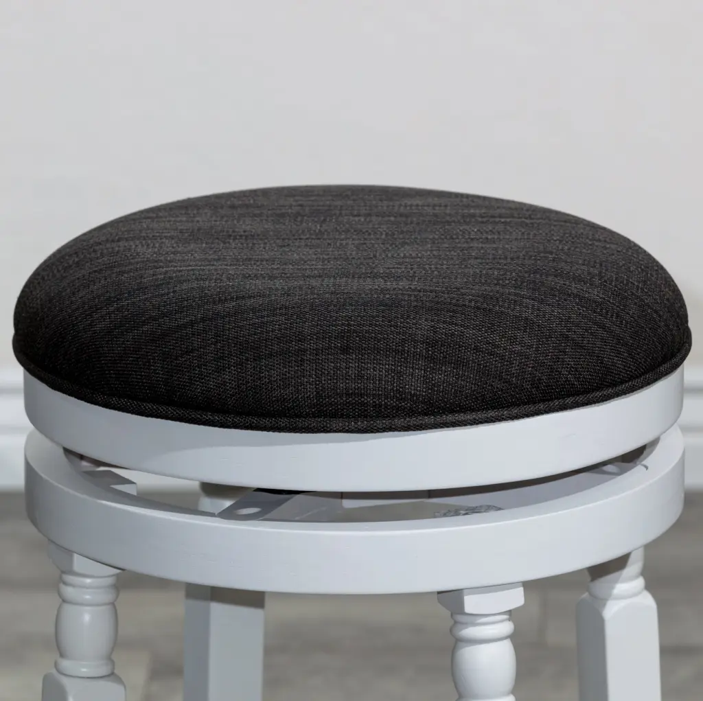 24" Counter Stool - White Finish Charcoal Fabric Seat dty home