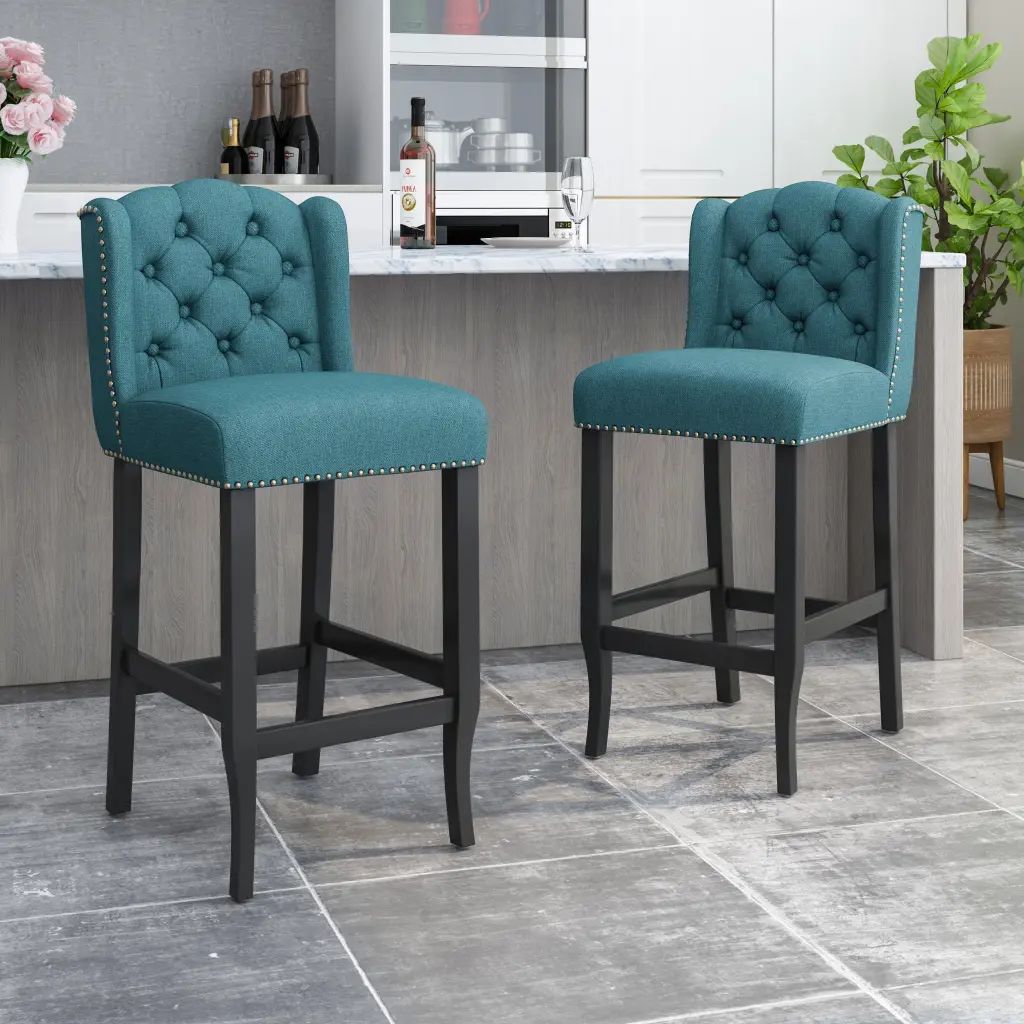 Vienna Contemporary Fabric Tufted Wingsupport 31 Inch Counter Stools Set 2 nh-onfind
