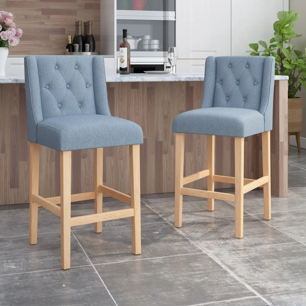 Vienna Contemporary Fabric Tufted Wingsupport 31 Inch Counter Stools Set 2 nh-onfind