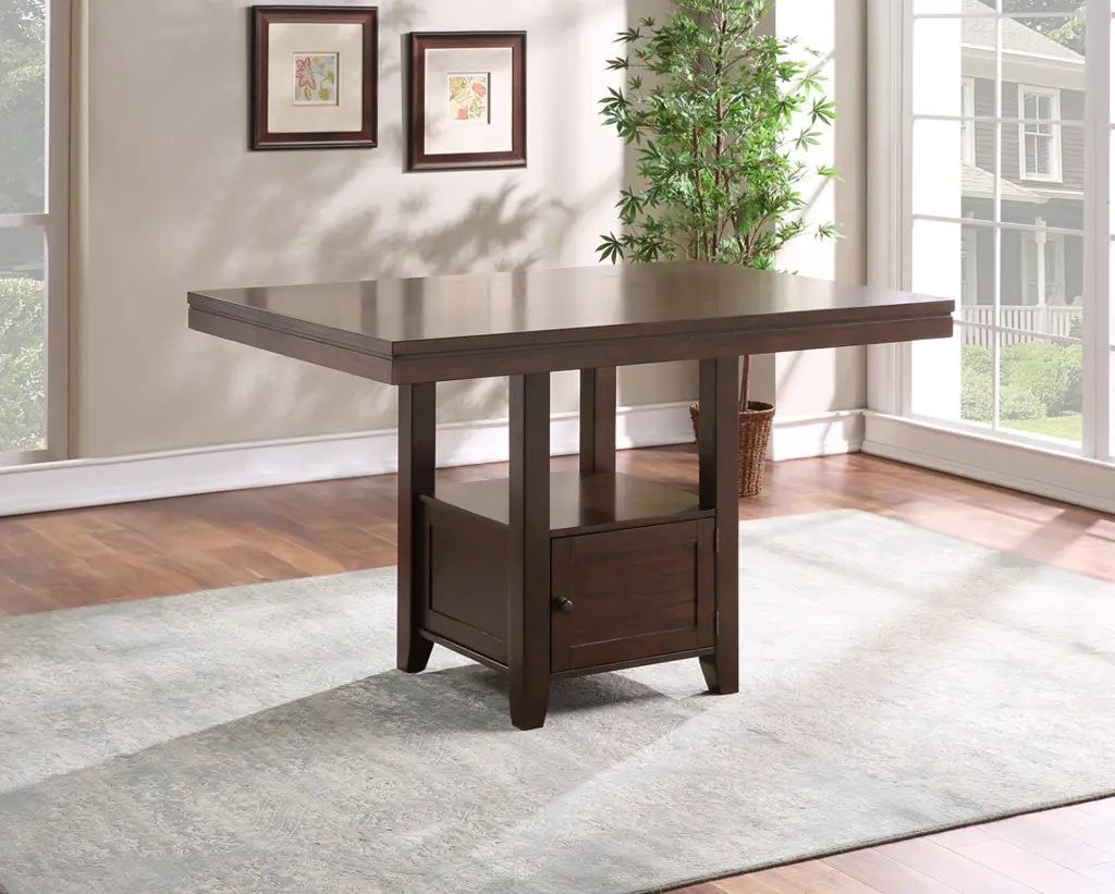 Yorktown Counter Table Dark Brown Wood - Kitchen & Dining Counter Height Table steve silver furniture