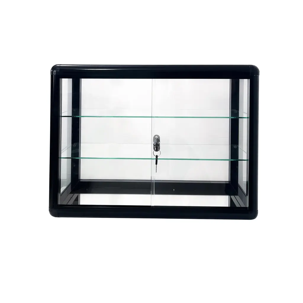 Tempered Glass Counter Top Display Case Sliding Glass Doors w2221