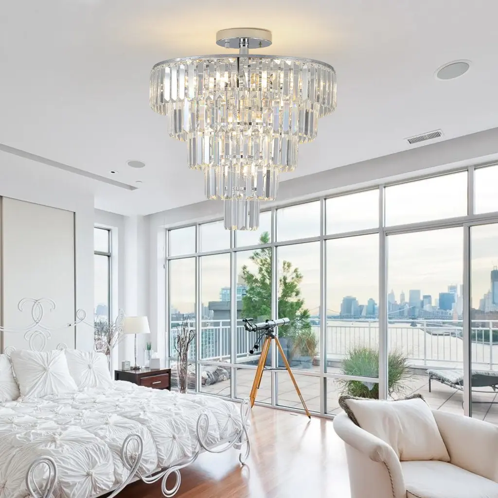 Large Crystal Chandelier White - Elegant Ceiling Light Fixture Dining Room lighting commune