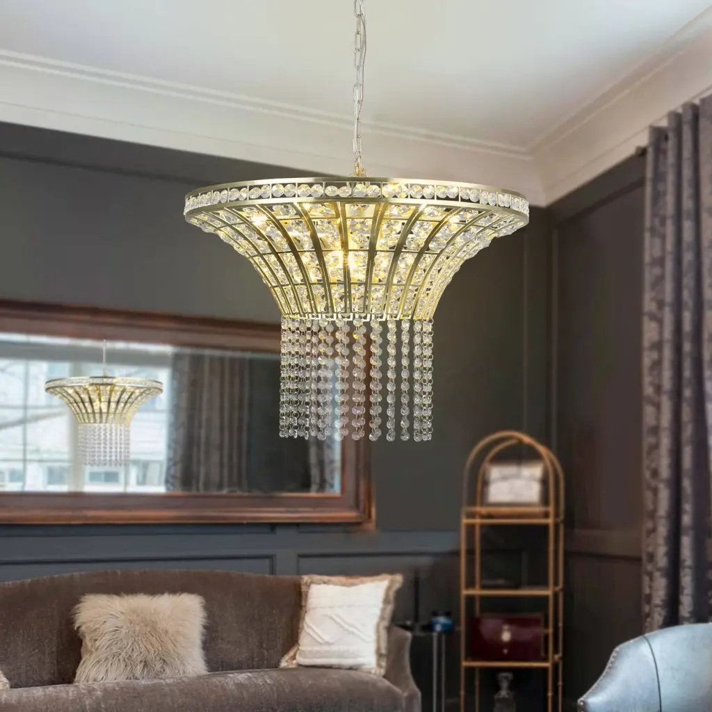 8 Light 23.6 Inch Wide Crystal Waterfall Chandelier lighting commune