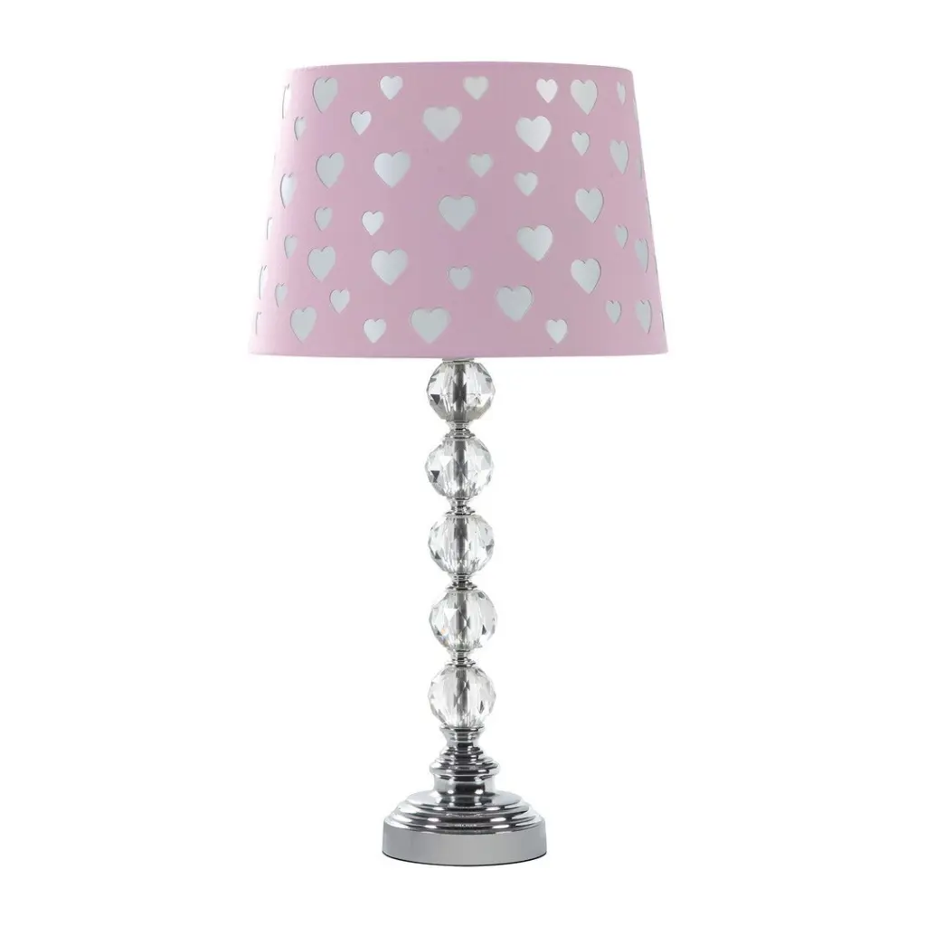 22 Inch Heart Crystal Stacked Orb Metal Table Lamp Ariel Pink White Mult california home