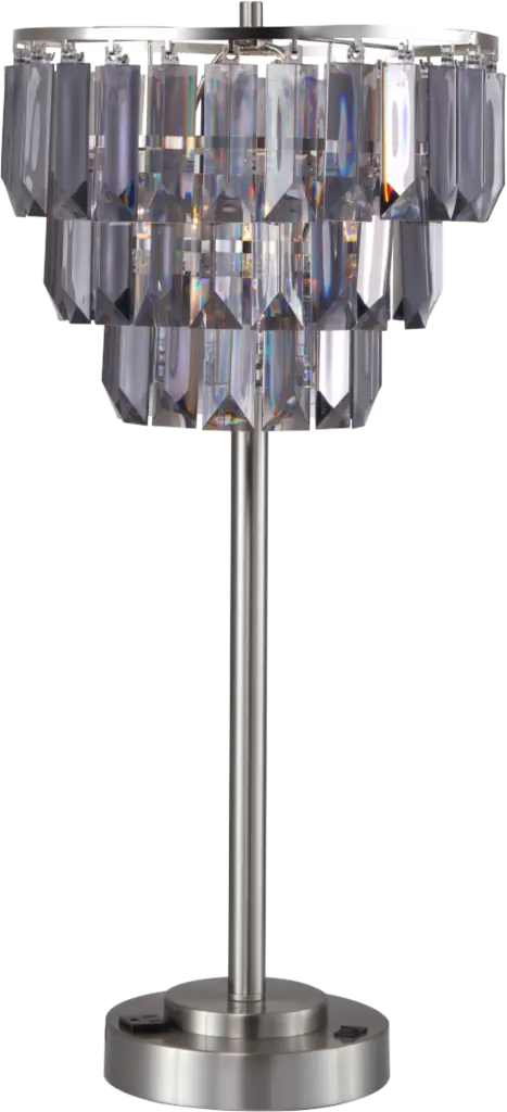 27.5 Inch Contemporary Crystal Shade Table Lamp Smoke Metal Base 1 Light sh lighting