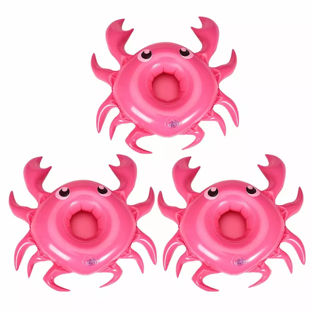 3PCS Hawaii Inflatable Crabs Cups Tray Cartoon Crab Floating Drink Holder Pool Ueetek