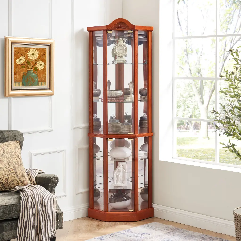 Glass Cabinet Lighted Corner Cabinet Corner Presentation Curio Cabinet Glass Shelves rnb