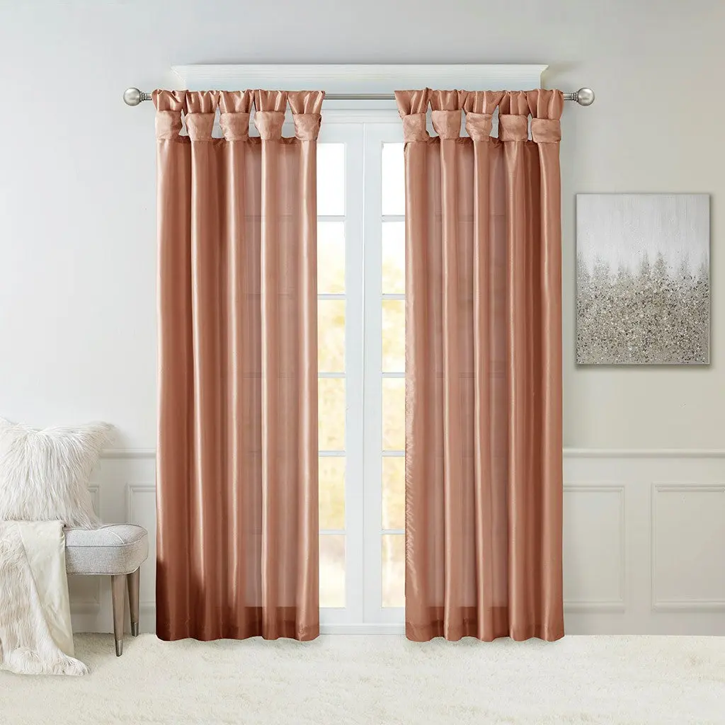Twist Tab Lined Window Curtain Panel Only 1 Pc Spice Polyester jla