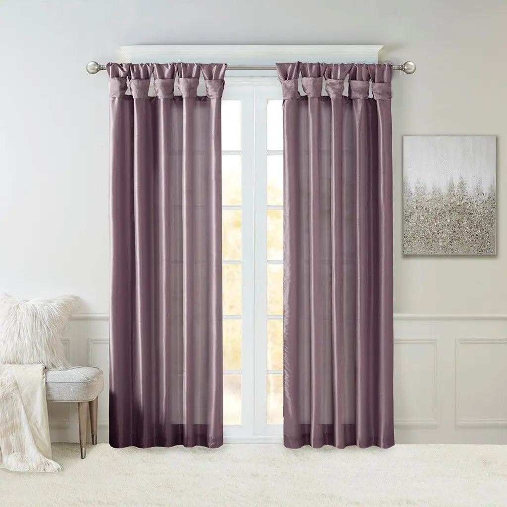 Twist Tab Lined Window Curtain Panel Only 1 Pc Panel Purple Polyester jla
