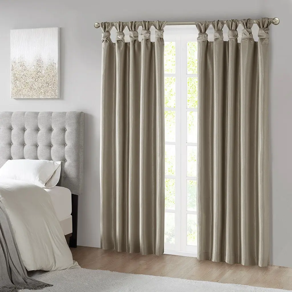 Twist Tab Total Blackout Window Curtain Panel Single Panel Pewter jla