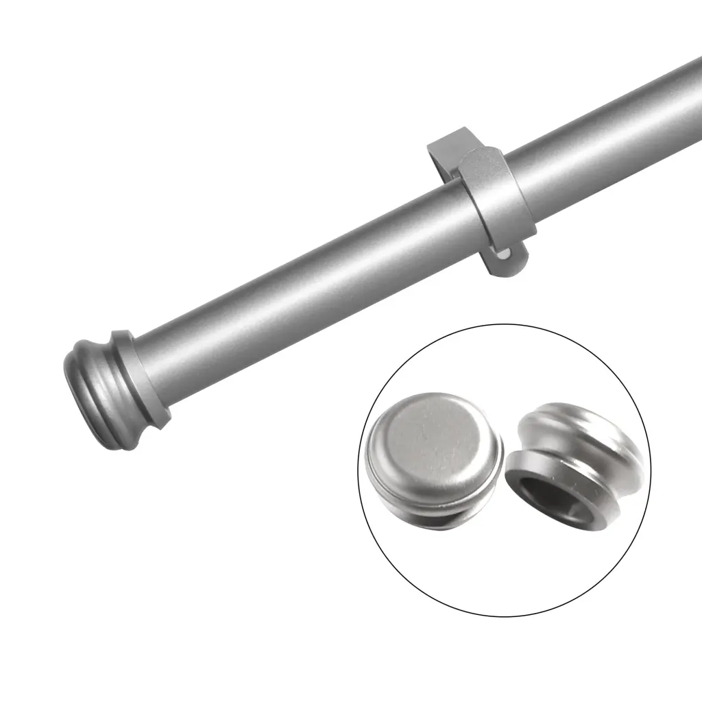 Window Single Curtain Rod Adjustable 28 to 48 Inches Silver Metal lordear