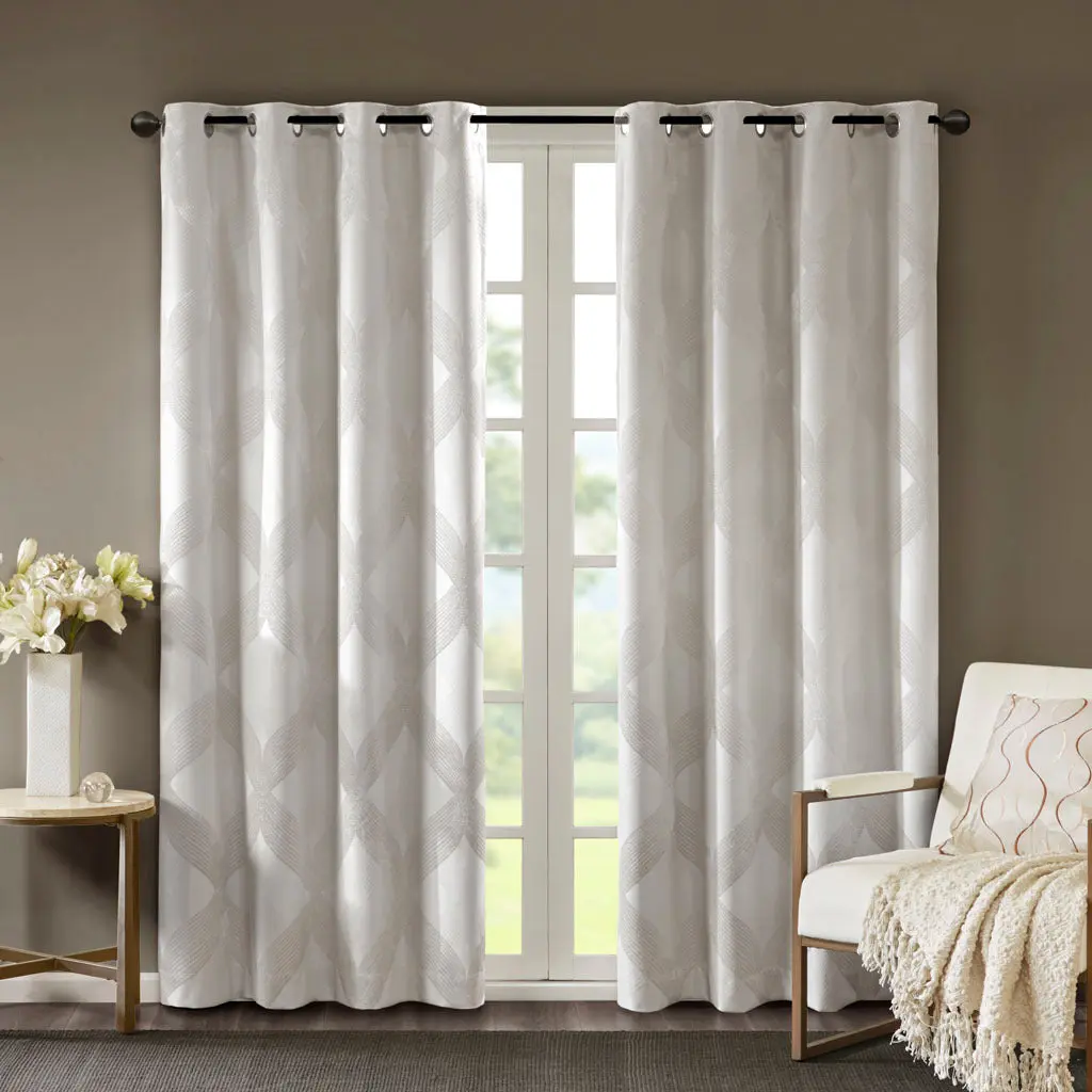 Ogee Knitted Jacquard Total Blackout Curtain Panel 1 Piece Ivo jla