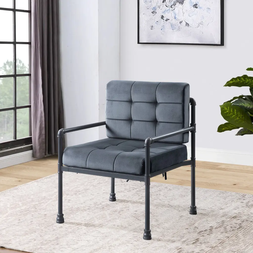 Grey And Sandy Grey Cushion Back Accent Chair Living Space furniture max