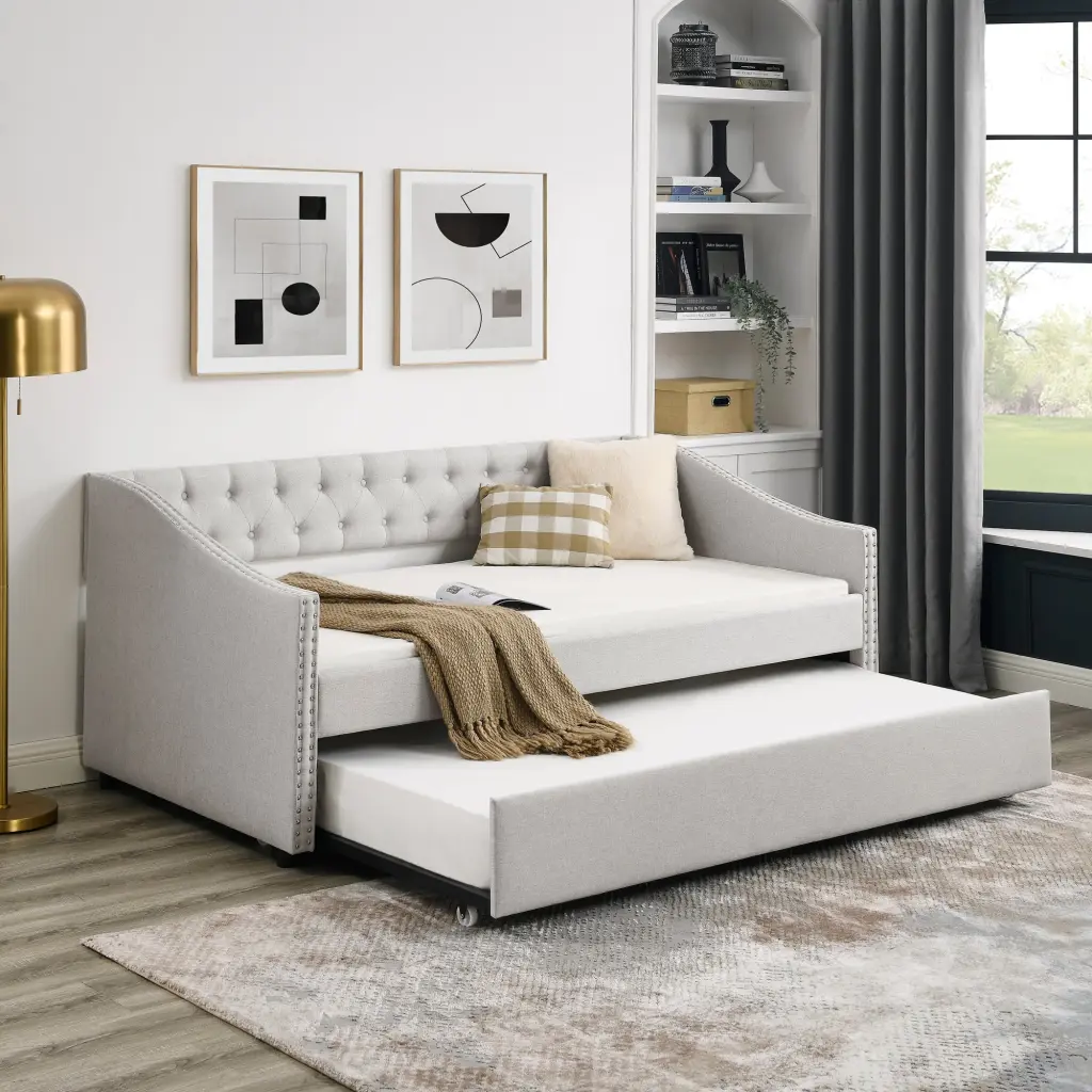 Twin Size Daybed Twin Size Trundle Upholstered Tufted Sofa Bed royal star