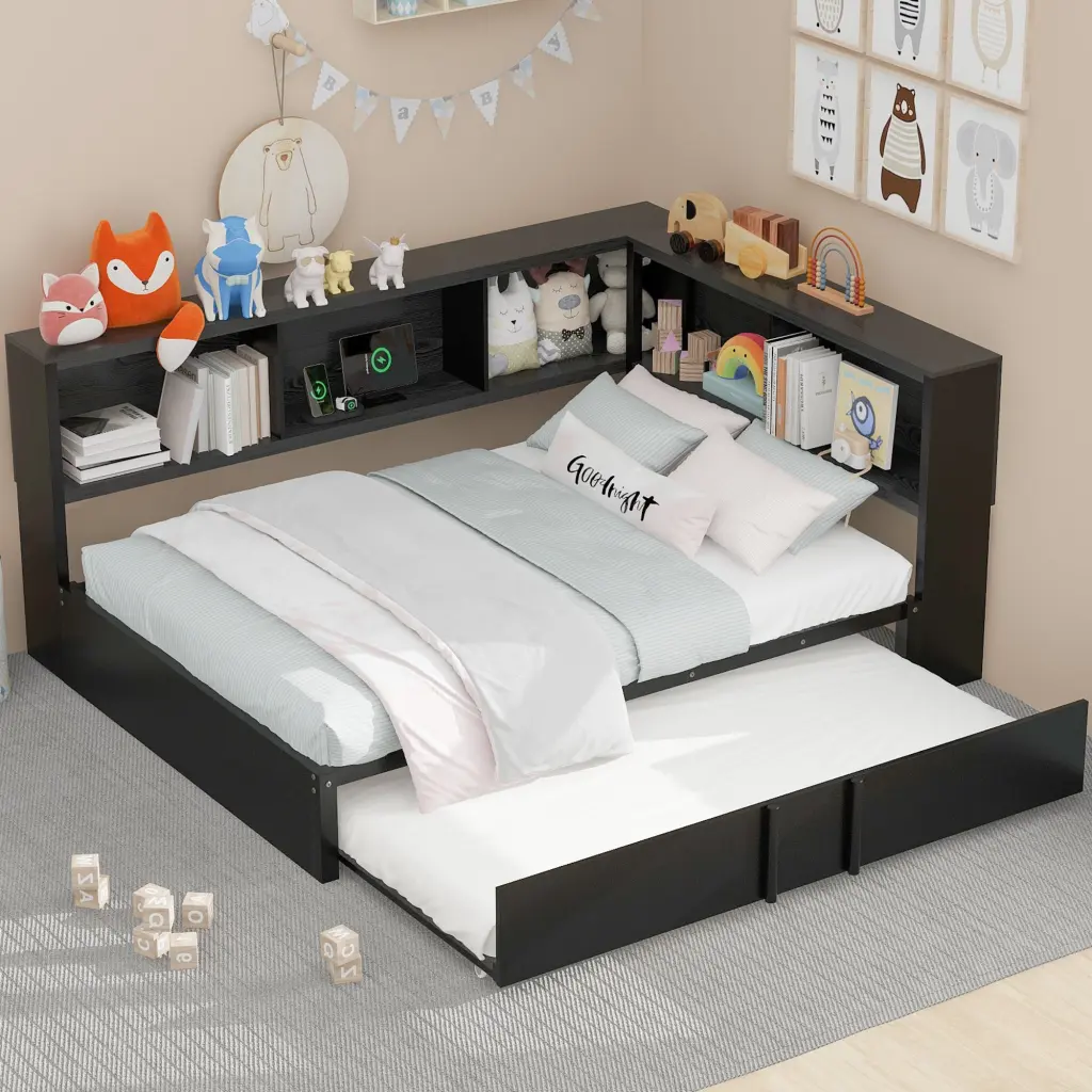 Metal Full Size Daybed Trundle Storage Cabinets And USB Ports wm dreamland