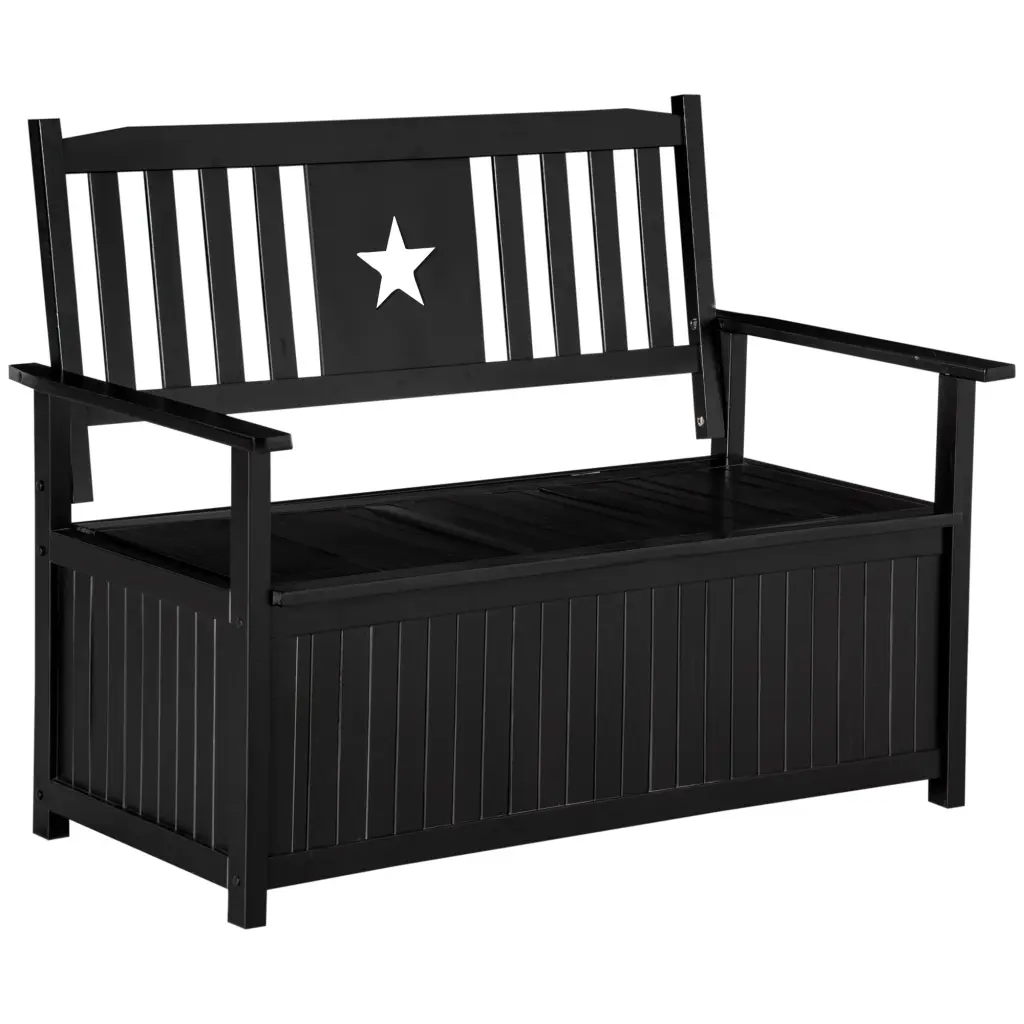 Outsunny Outdoor Storage Bench 43 Gallon Deck Box Armrests Waterproof aosom business