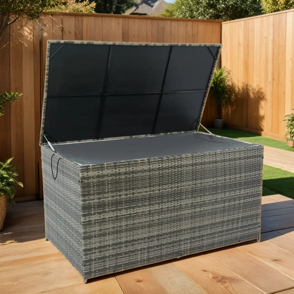 200 Gallon Outdoor Storage Box Wicker Patio Deck Box Lid eelifee