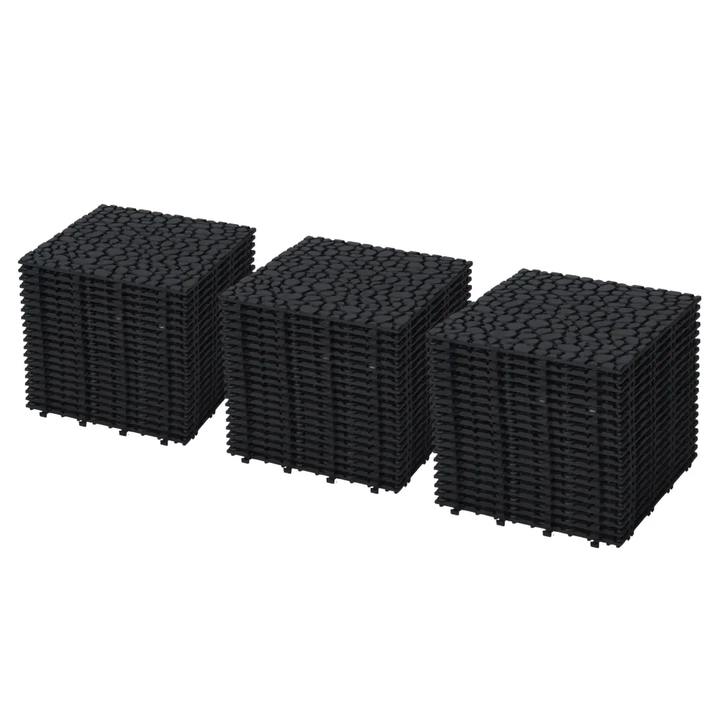 12 X 12 Inch Black Interlocking Deck Tiles Plastic Waterproof Outdoor Flooring beefurni