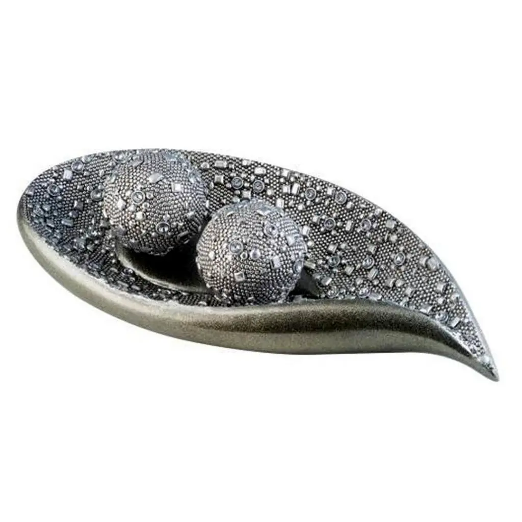 19.5 Inch Long Polyresin Decorative Bowl Twilight Silver Finish california home