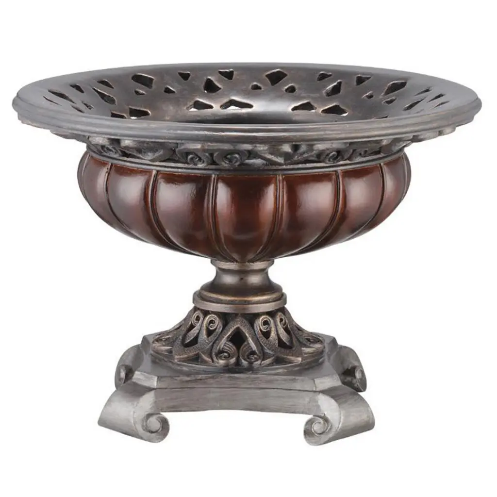 12 Inch Bronze Roman Design Polyresin Decorative Bowl Silver Finish california home