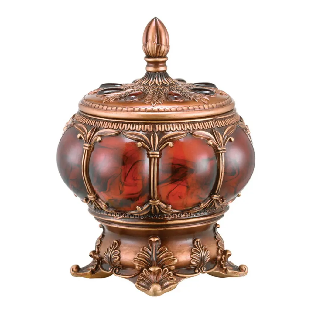 11.5 Inch Victorian Style Bronze Polyresin Decorative Jewelry Box california home