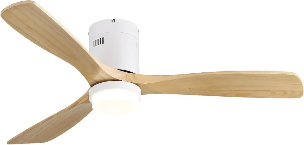 52 Inch Decorative Ceiling Fan 6 Speed Remote White 3 Solid Wood Blades ceiling fan with light