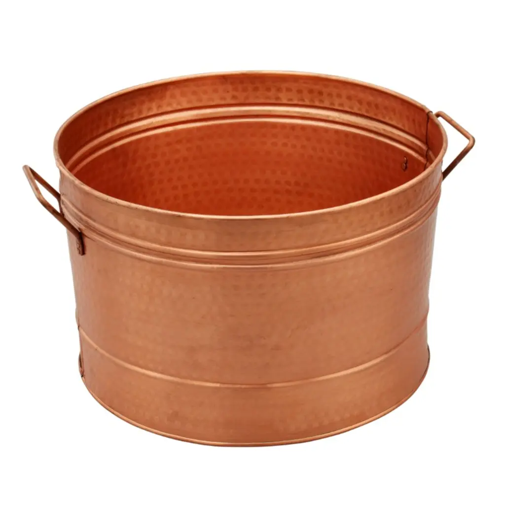Hammered Pattern Galvanized Farmhouse Style Tub Copper Coppery Metal Decor royal hampton