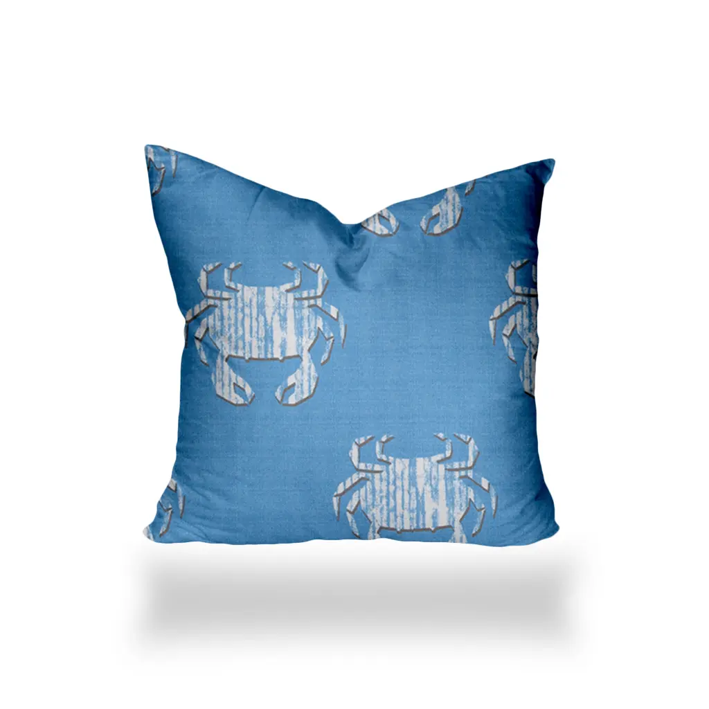 Crabby Indoor Outdoor Soft Royal Pillow Envelope Cover Insert 18x18 usa made pillow and pouf