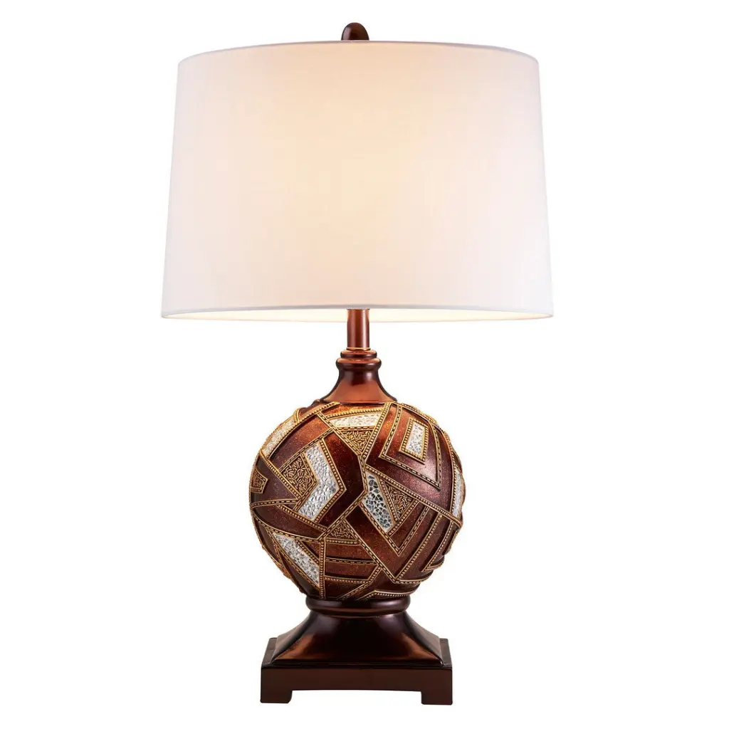 29.75 Tall Polyresin Table Lamp Polymosaic Design Brown Polyresin Base california home